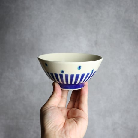 4寸マカイ 呉須釉 ストライプ やちむん 陶器 高江洲陶磁器:7205009