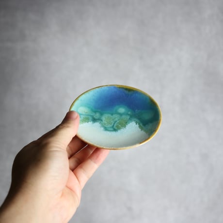 3寸皿 ラグーン やちむん 陶器 atelier qucchane:7026046
