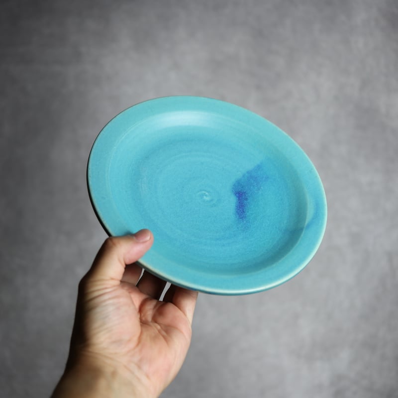 6寸リム皿1 トルコブルー やちむん 陶器 仁陶器工房:7023071 | MADE IN