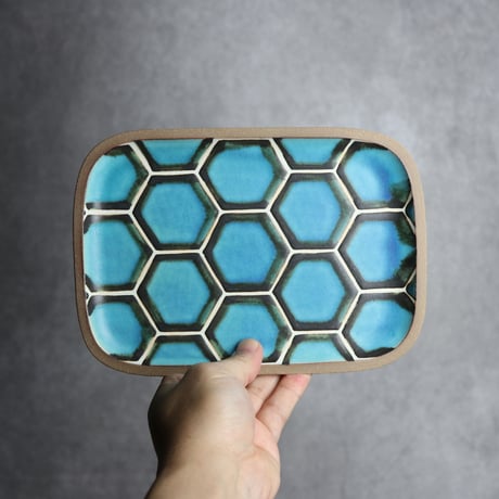 長角皿 中 カメ やちむん 陶器 一翠窯:7021002