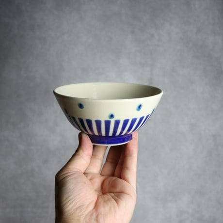 4寸マカイ 呉須釉 ストライプ やちむん 陶器 高江洲陶磁器:7205009
