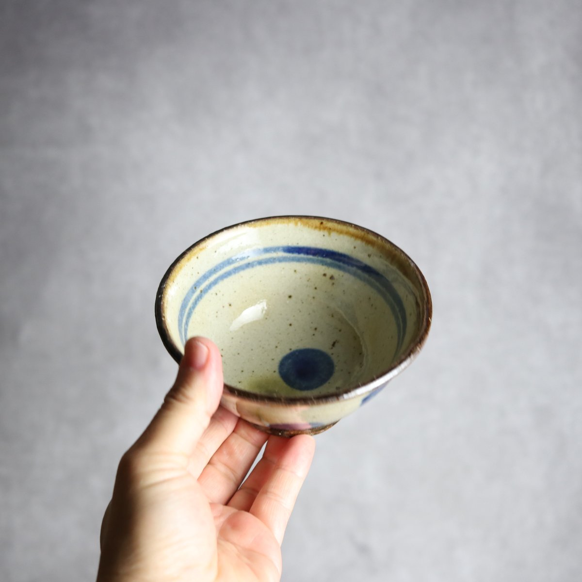 4寸マカイ 青 緑 ドット やちむん 陶器 陶芸こまがた:7006071 | MADE