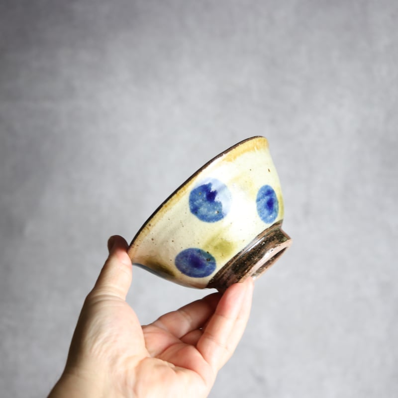 4寸マカイ 青 緑 ドット やちむん 陶器 陶芸こまがた:7006071 | MADE