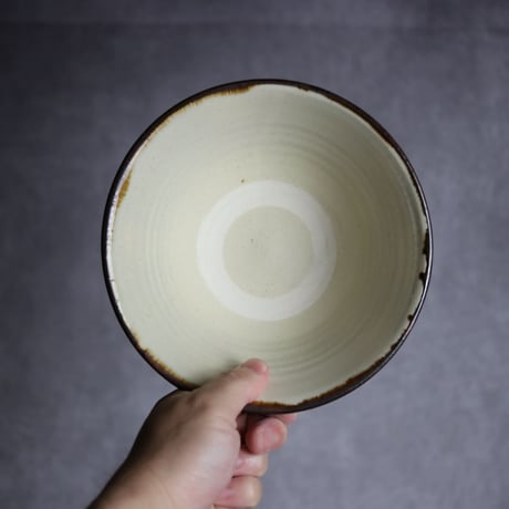 6寸マカイ1S 飴 呉須釉 菊唐草 格子点打 やちむん 陶器 いずみ窯 島袋工房:7028046