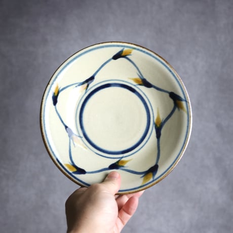 6寸皿2 飴 呉須釉 蕾紋 やちむん 陶器 谷野陶器所:7031008