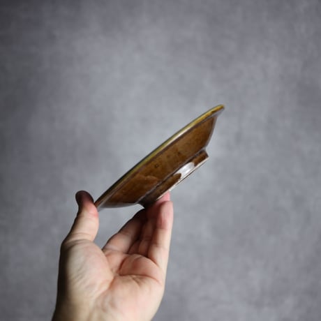 5寸皿S2 飴 呉須釉 点打 やちむん 陶器 北窯 松田米司工房:7003004