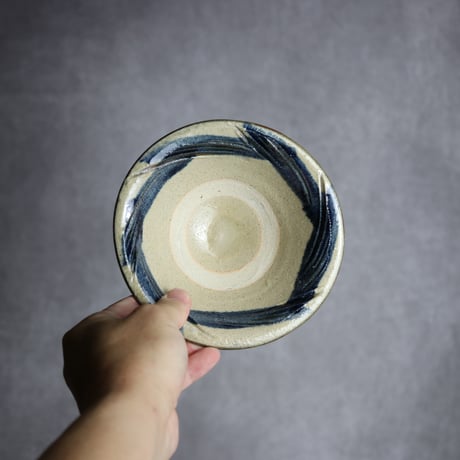 5寸ワンブー1 呉須釉 櫛掻 やちむん 陶器 北窯 宮城正享工房:7005018