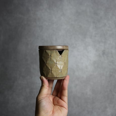 シュガーポット1 サンドベージュ 菱形紋 やちむん 陶器 cerca:7025033