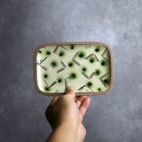 長角皿 小 サンディー オーグスヤーに呉須の点 やちむん 陶器 一翠窯:7021001