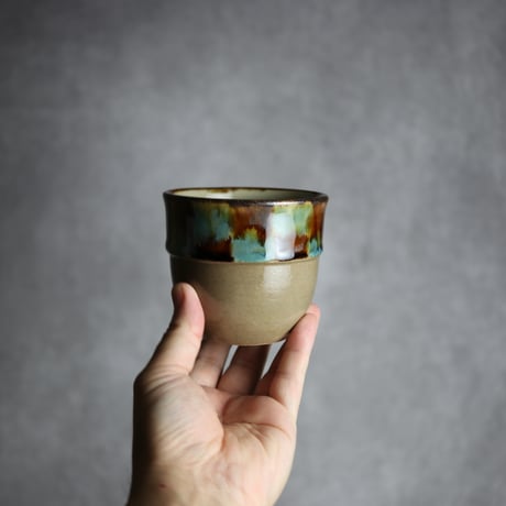 丸フリーカップ5 三彩紋 やちむん 陶器 エドメ陶房:7201009