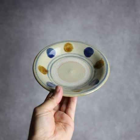 5寸皿S2 飴 呉須釉 点打 やちむん 陶器 北窯 松田米司工房:7003004