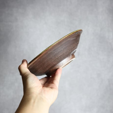 7寸皿5 緑釉 指描 やちむん 陶器 榮一工房:7013019