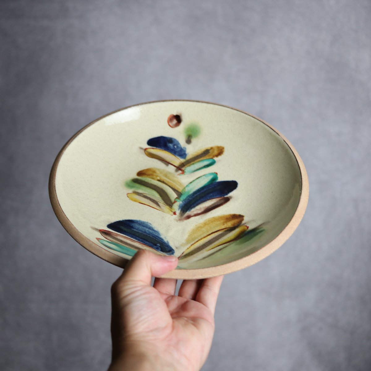 赤絵ちゃんぷるー皿大1 ソテツ やちむん 陶器 一翠窯:7021011 | MADE