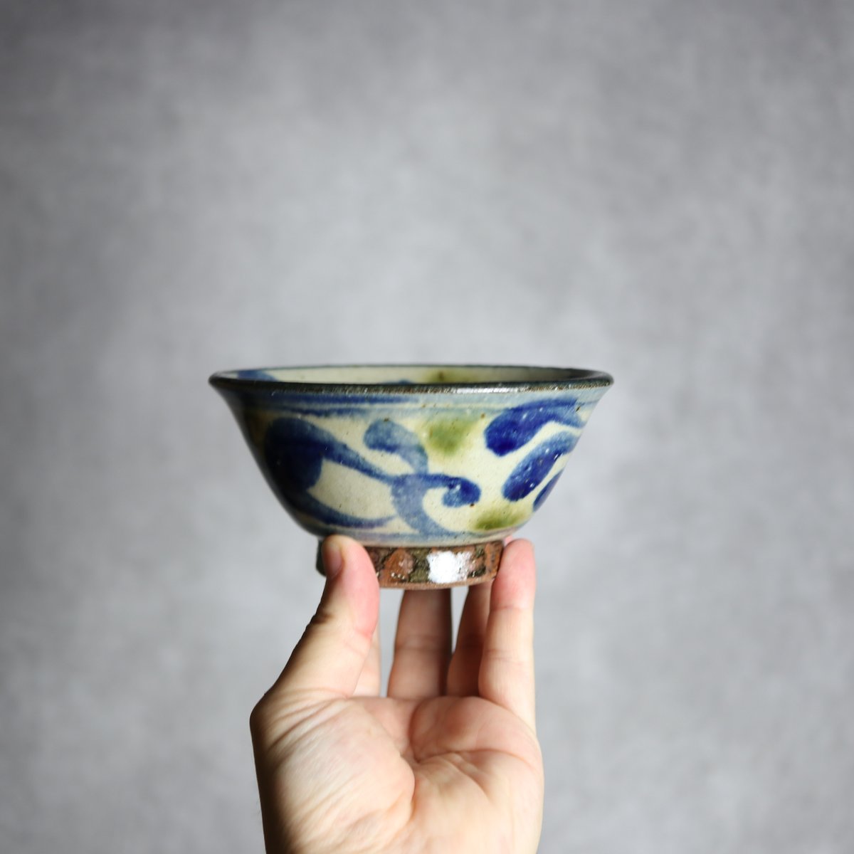 4寸マカイ 青 緑 唐草柄 やちむん 陶器 陶芸こまがた:7006024 | MADE