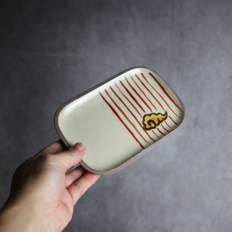 長角皿 小 赤絵 くも野郎 やちむん 陶器 一翠窯:7021017