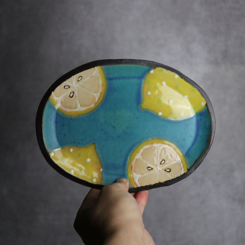 オーバルプレートB レモン やちむん 陶器 atelier qucchane