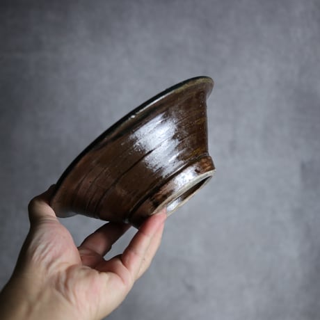 6寸ワンブー1 呉須釉 指描 やちむん 陶器 北窯 宮城正享工房:7005019 ※重い