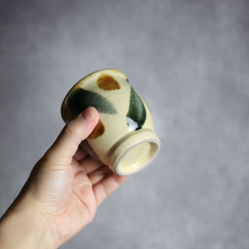 湯呑S1 飴 呉須釉 格子点打 やちむん 陶器 北窯 松田米司工房:7003020