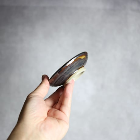 3寸皿S1 黒呉須釉 鳥 やちむん 陶器 拓美窯:7203002