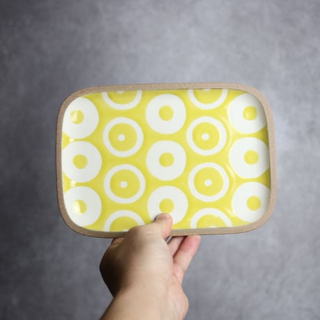 長角皿 中 ヘゴ 黃 やちむん 陶器 一翠窯:7021002