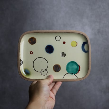 長角皿 中 赤絵 プリズム やちむん 陶器 一翠窯:7021018