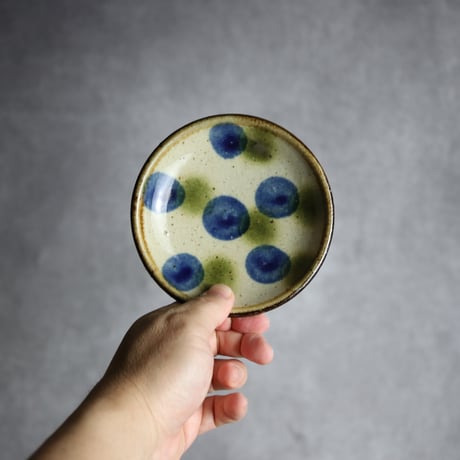 4寸皿 ドット 青 緑 やちむん 陶器 陶芸こまがた:7006085