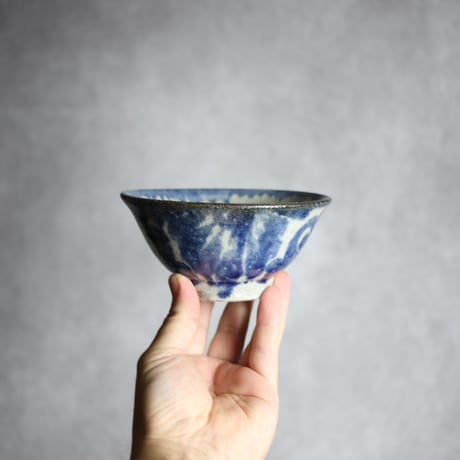 4寸マカイ4 呉須釉 唐草 やちむん 陶器 榮一工房:7013034