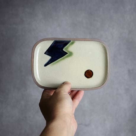長角皿 小 かみなり やちむん 陶器 一翠窯:7021001