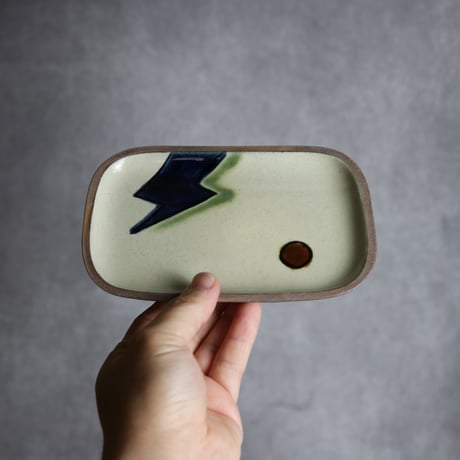 長角皿 小 かみなり やちむん 陶器 一翠窯:7021001