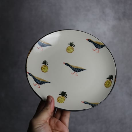 6寸皿B ヤンバルクイナパイン やちむん 陶器 アトリエクッチャネ:7026008