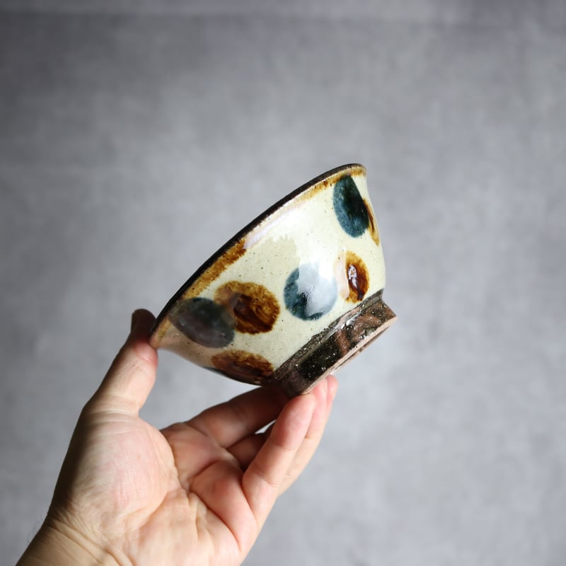 4寸マカイ 紺 茶 ドット やちむん 陶器 陶芸こまがた:7006072 | MADE