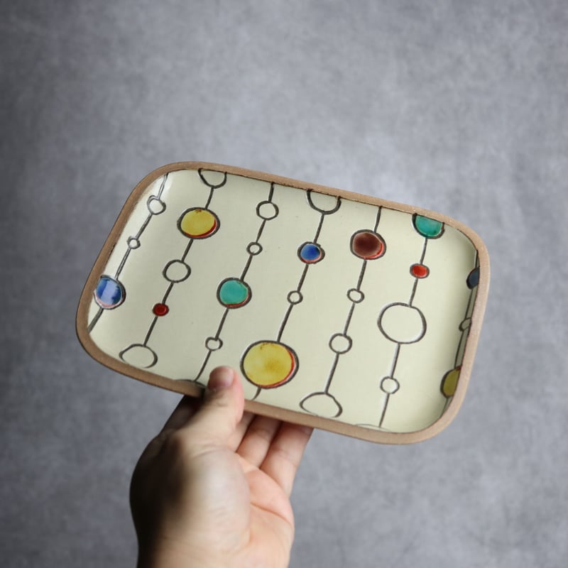 長角皿 中 赤絵 ボンボン やちむん 陶器 一翠窯:7021018 | MADE IN OKI