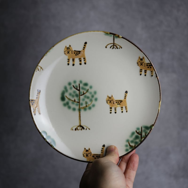 6寸皿B ヤマネコマングローブ やちむん 陶器 アトリエクッチャネ