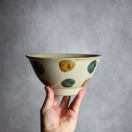 6寸マカイS1  飴 呉須釉 点打 やちむん 陶器 北窯 松田米司工房:7003012