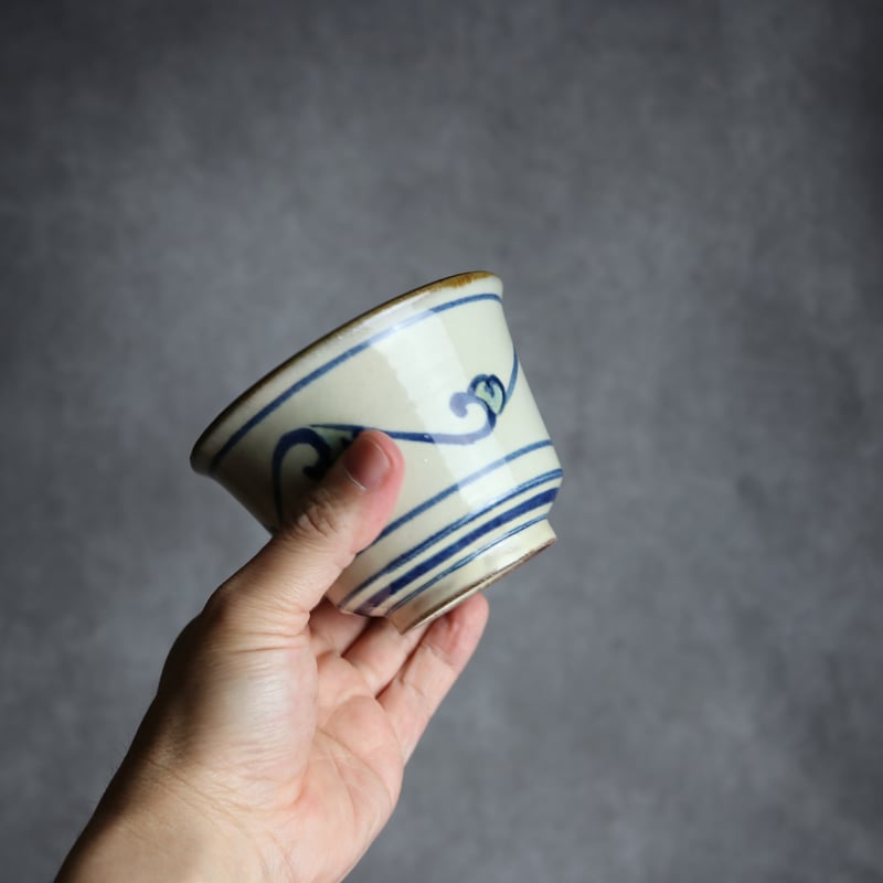 フリーカップ大1 呉須 緑釉 唐草 やちむん 陶器 谷野陶器所