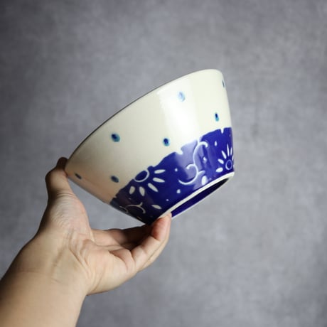 どんぶり 呉須釉 唐草 やちむん 陶器 高江洲陶磁器:7205012