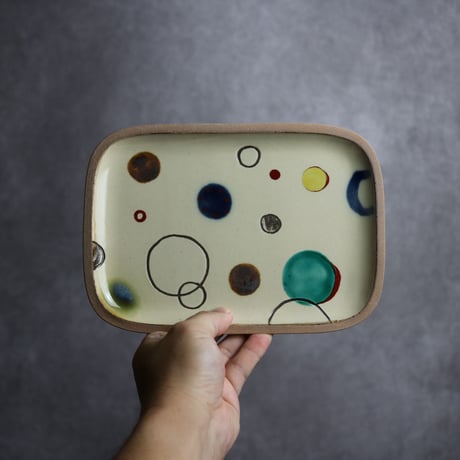 長角皿 中 赤絵 プリズム やちむん 陶器 一翠窯:7021018