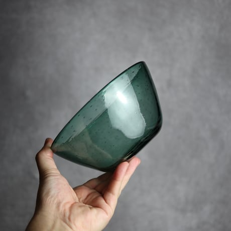 気泡ボウル小 グリーン 琉球ガラス ガラス工房 清天:7102041