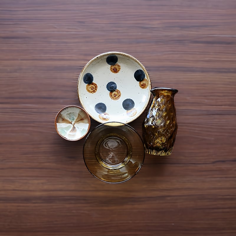 【琉球晩酌セット】未使品・琉球グラスとやちむん 琉球ガラスとやちむんで しっぽり おうち晩酌セット27 | MADE IN