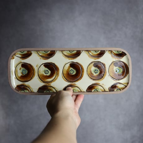 長角皿 長 ポミエ アメ 茶色 やちむん 陶器 一翠窯:7021004