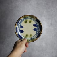5寸皿 デイゴ唐草 青 緑 やちむん 陶器 陶芸こまがた:7006011