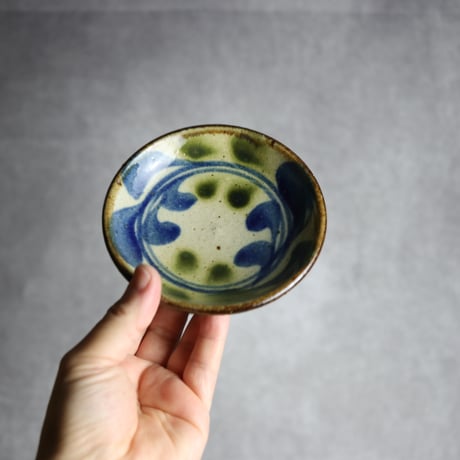 4寸皿 デイゴ 青 緑 やちむん 陶器 陶芸こまがた:7006082