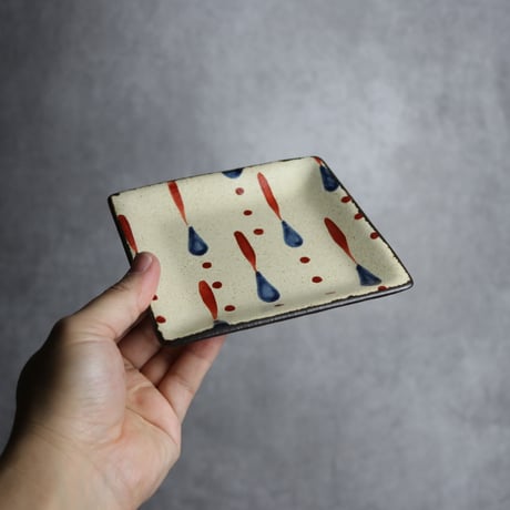 正方皿 小 しずく やちむん 陶器 一翠窯:7021021