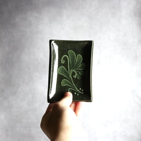 長角皿 口8.5×12 呉須白いっちん やちむん 陶器 陶眞窯:7001269