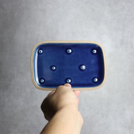 長角皿 小 点いっちん 呉須 やちむん 陶器 一翠窯:7021001