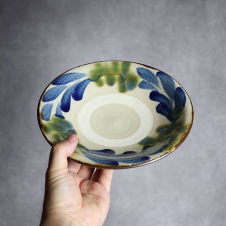7寸皿1S 呉須 緑釉 葡萄 やちむん 陶器 いずみ窯:7028019