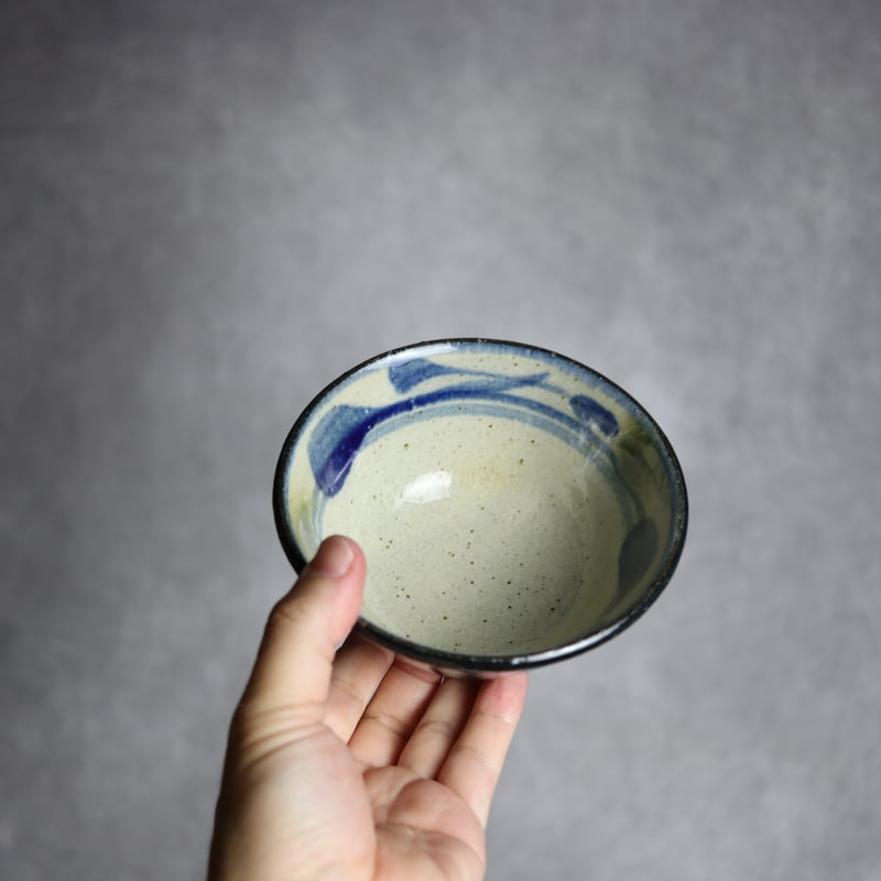 4寸マカイ 青 緑 唐草柄 やちむん 陶器 陶芸こまがた:7006024 | MADE