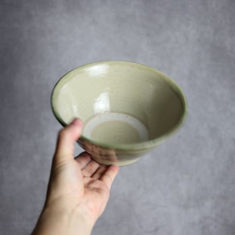 6寸マカイS1 緑釉 指描  波紋 やちむん 陶器 北窯 松田米司工房:7003012