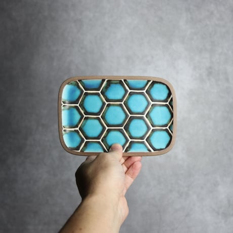 長角皿 小 カメ やちむん  陶器 一翠窯:7021001
