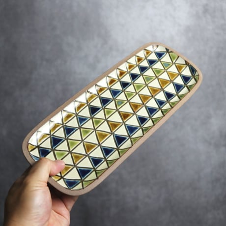 長角皿 長 ガーランド サンカク やちむん 陶器 一翠窯:7021004